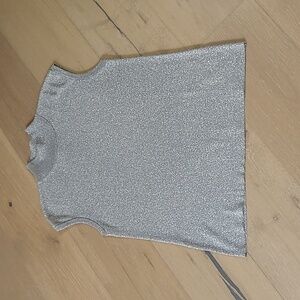 EUC Coldwater Creek Silver Metallic Sleeveless Top Women's sz L Holiday Shirt